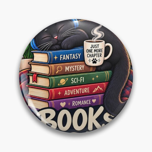 Item preview, Books and Good Vibes - Cute Black Cat Reading - Just One More Chapter designed and sold by V-enus-.