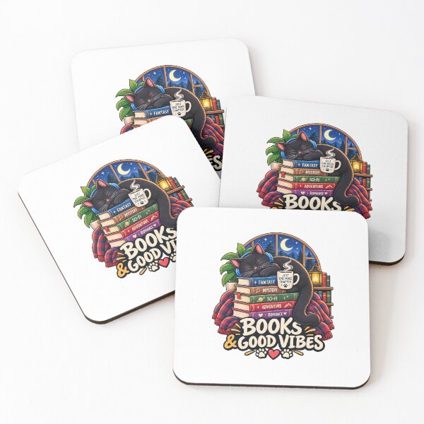 Item preview, Books and Good Vibes - Cute Black Cat Reading - Just One More Chapter designed and sold by V-enus-.