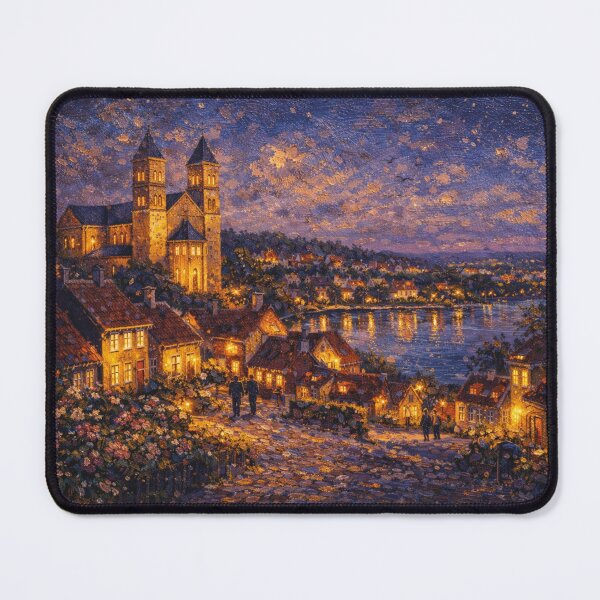 Item preview, Ebeltoft by night painting, Denmark – A Beautiful Village in Europe. designed and sold by GalleryKauffeld.