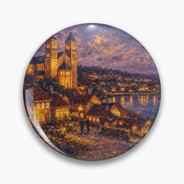 Item preview, Ebeltoft by night painting, Denmark – A Beautiful Village in Europe. designed and sold by GalleryKauffeld.