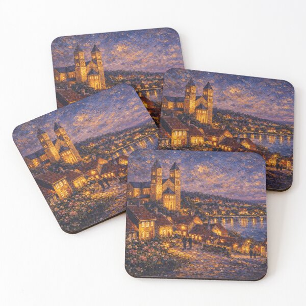Item preview, Ebeltoft by night painting, Denmark – A Beautiful Village in Europe. designed and sold by GalleryKauffeld.