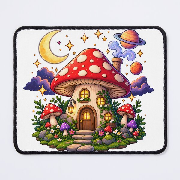 Item preview, Magical Mushroom House in a Cosmic Night designed and sold by TinyWeird.
