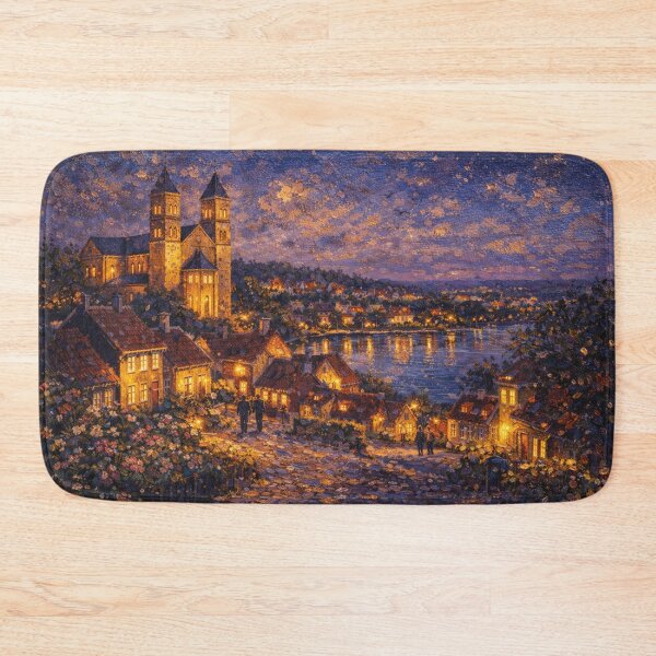 Item preview, Ebeltoft by night painting, Denmark – A Beautiful Village in Europe. designed and sold by GalleryKauffeld.
