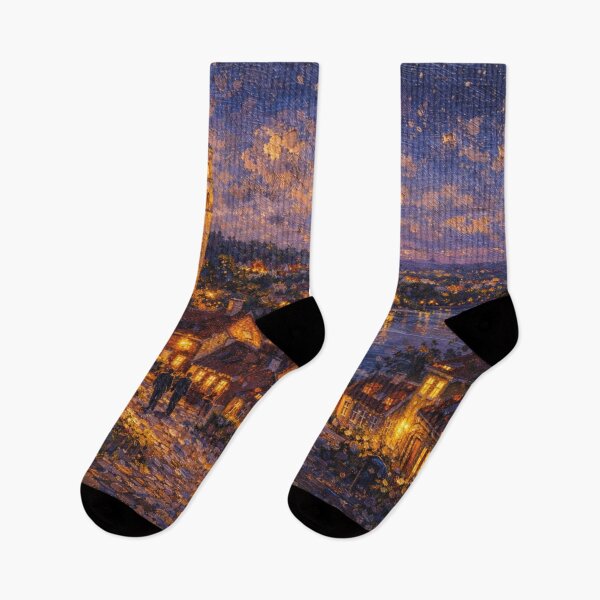 Item preview, Ebeltoft by night painting, Denmark – A Beautiful Village in Europe. designed and sold by GalleryKauffeld.
