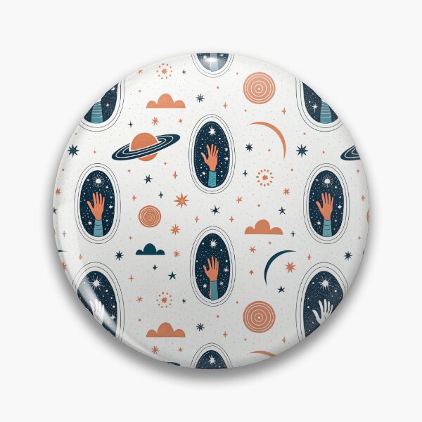 Item preview, Celestial Hands & Saturn Space Seamless Pattern designed and sold by Soul Path Studio.