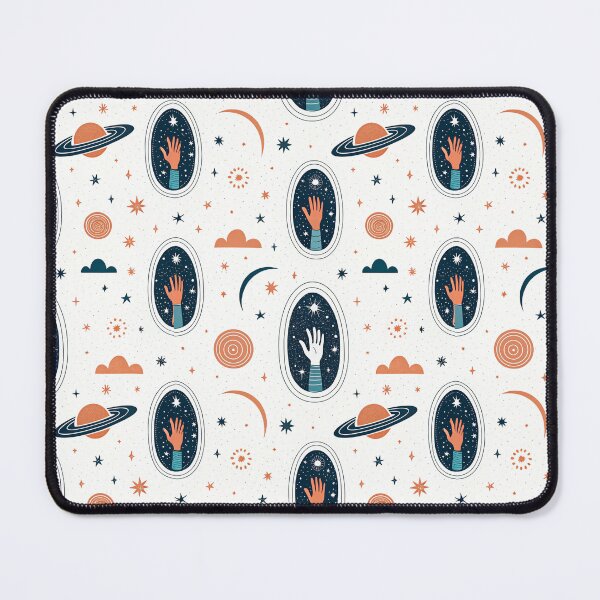 Item preview, Celestial Hands & Saturn Space Seamless Pattern designed and sold by Soul Path Studio.