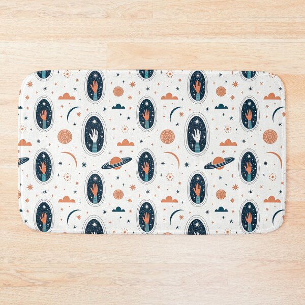Item preview, Celestial Hands & Saturn Space Seamless Pattern designed and sold by Soul Path Studio.