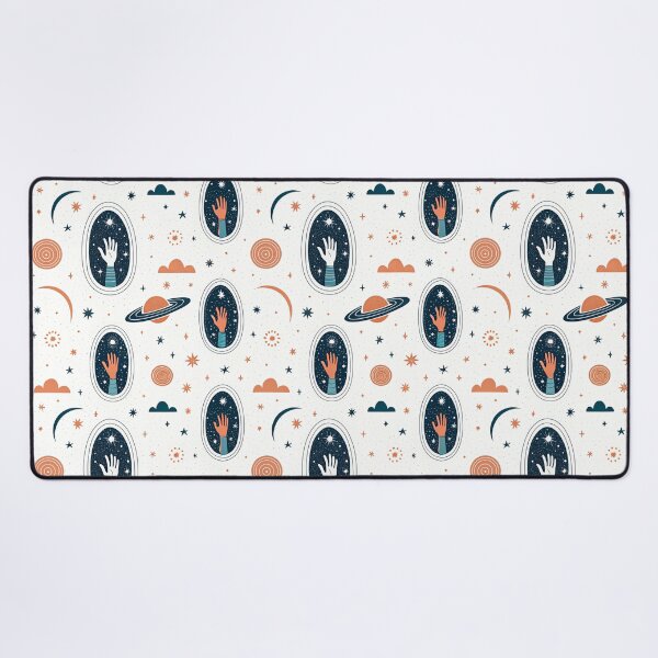 Item preview, Celestial Hands & Saturn Space Seamless Pattern designed and sold by Soul Path Studio.