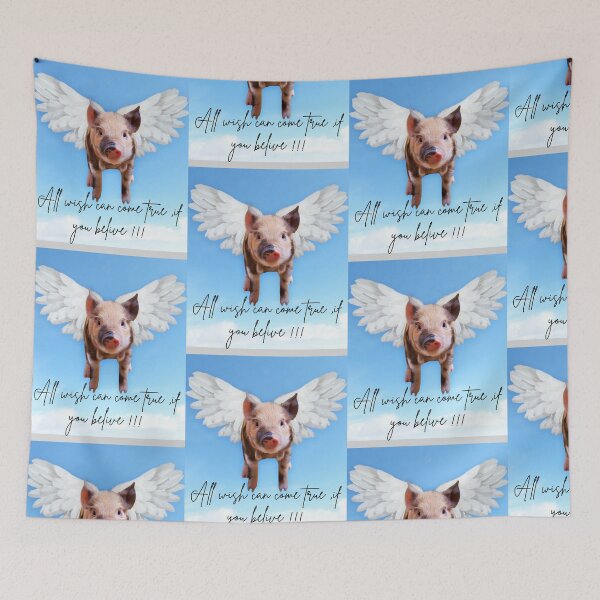Item preview, All Wishes Can Come True Flying Pig Angel Wings designed and sold by MariaPCMaria.