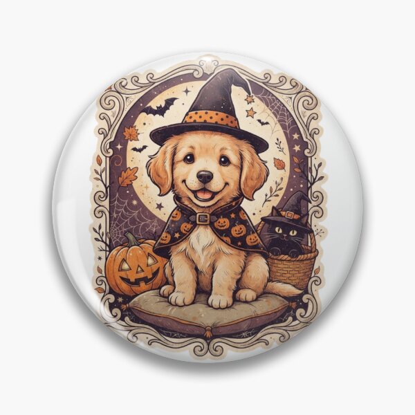 Item preview, Vintage Halloween design with witch puppy costume  designed and sold by VibranPalette.