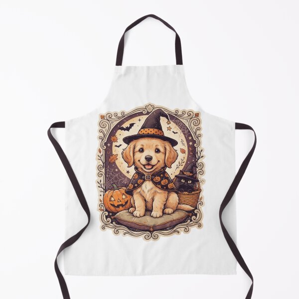 Item preview, Vintage Halloween design with witch puppy costume designed and sold by VibranPalette.
