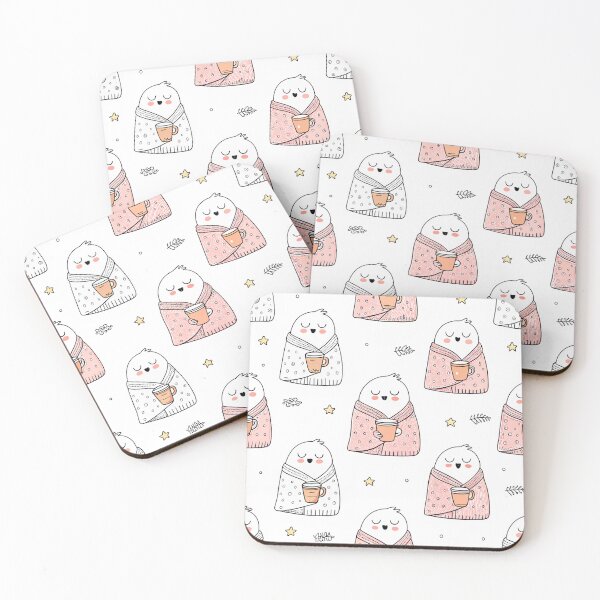 Item preview, Cute Cozy Ghosts Drinking Coffee Seamless Pattern designed and sold by Soul Path Studio.