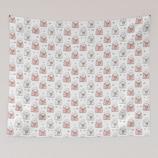 Item preview, Cute Cozy Ghosts Drinking Coffee Seamless Pattern designed and sold by Soul Path Studio.