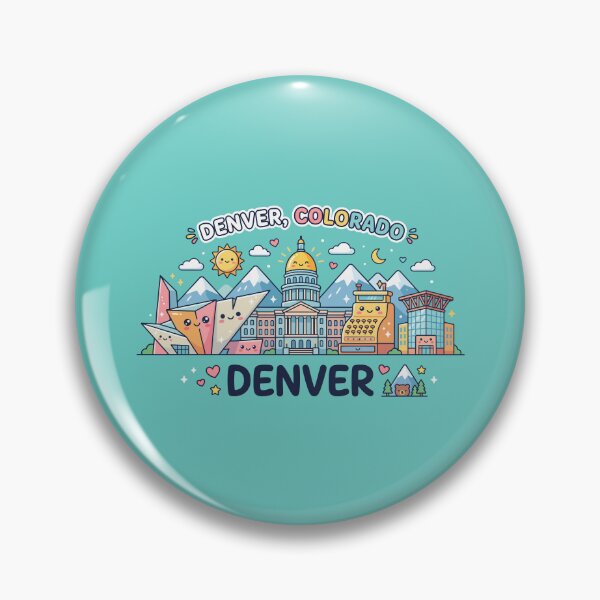 Item preview, Denver Colorado Skyline Kawaii Landmarks Travel Souvenir designed and sold by Amir Faysal.