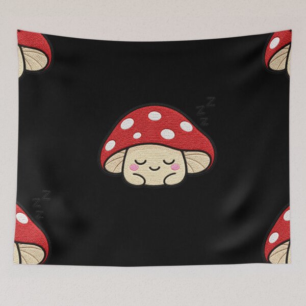 Item preview, Sleepy Mushroom Kawaii Embroidery Patch Illustration designed and sold by ColorSplash123.