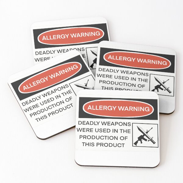Item preview, Funny Allergy Warning Label Deadly Weapons  designed and sold by The Soapiest Goat.