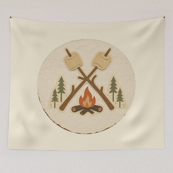 Item preview, Roasting Marshmallows Over a Campfire Illustration designed and sold by ITCHAWAWAA.