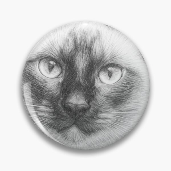 Item preview, Siamese Cat Pencil Sketch Portrait - Realistic Black and White Feline Art designed and sold by Leon Woods Pencil Art.
