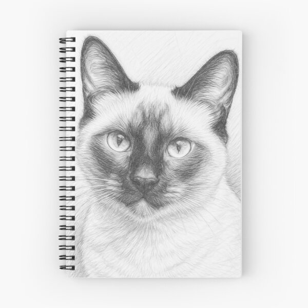 Item preview, Siamese Cat Pencil Sketch Portrait - Realistic Black and White Feline Art designed and sold by Leon Woods Pencil Art.