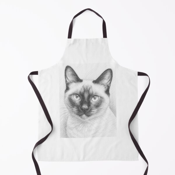 Item preview, Siamese Cat Pencil Sketch Portrait - Realistic Black and White Feline Art designed and sold by Leon Woods Pencil Art.