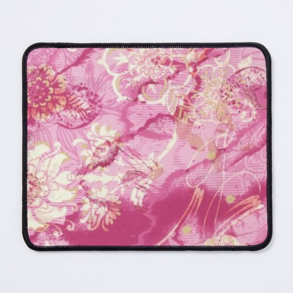Item preview, Pink floral ornate pattern of golden and dark pink blooms designed and sold by We Are Stardust.