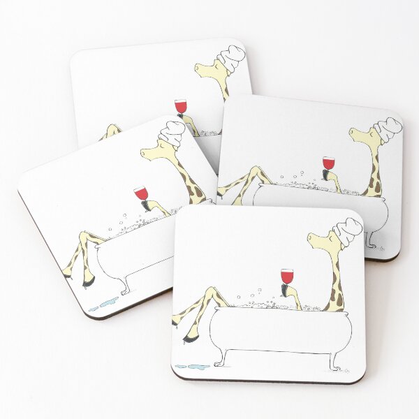 Item preview, Giraffe in Bathtub Wall Art, Whimsical Vintage Animal Illustration for Kids Bathroom & Giraffe Lovers designed and sold by RickE.