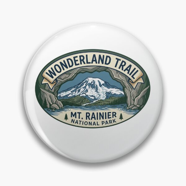 Item preview, Wonderland Trail Mt Rainier National Park Vintage Hiking Badge designed and sold by LittleArij.