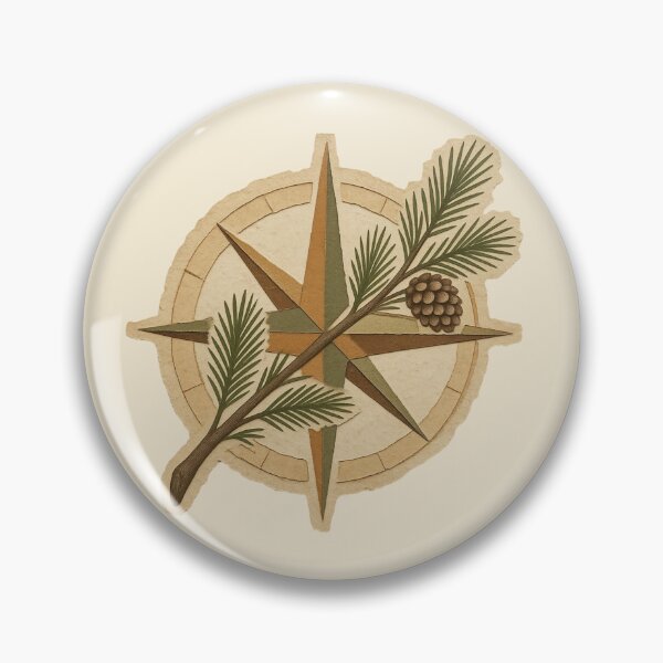 Item preview, Vintage Compass with Pine Branch and Cone designed and sold by ITCHAWAWAA.