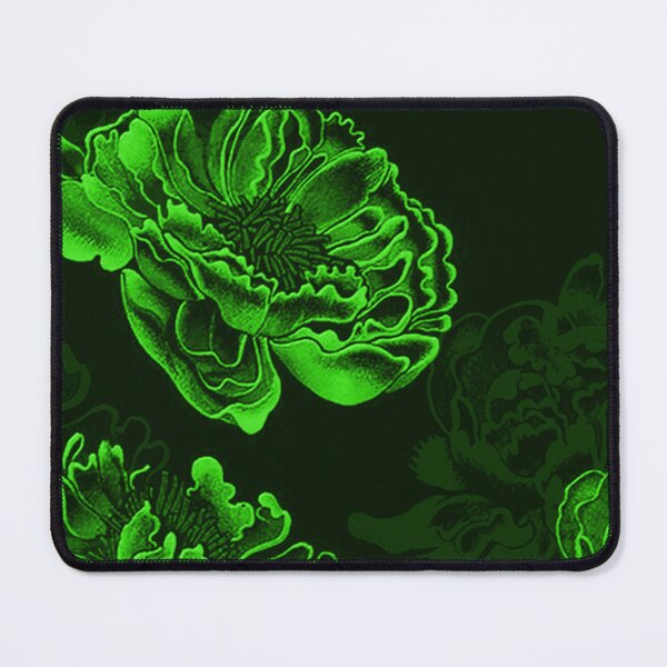 Item preview, Electric Green Peony Art | Japanese Botanical Aesthetic | Gothic Floral Print designed and sold by BatNature.