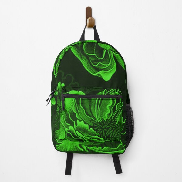 Item preview, Electric Green Peony Art | Japanese Botanical Aesthetic | Gothic Floral Print designed and sold by BatNature.