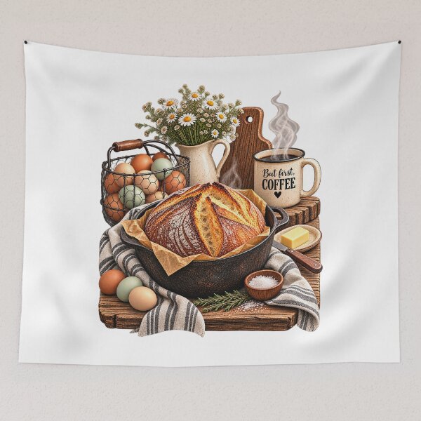 Item preview, Fresh Bread, Farm Eggs & Hot Coffee – Cozy Sourdough Baker, Homestead Kitchen Design designed and sold by InkBarn.
