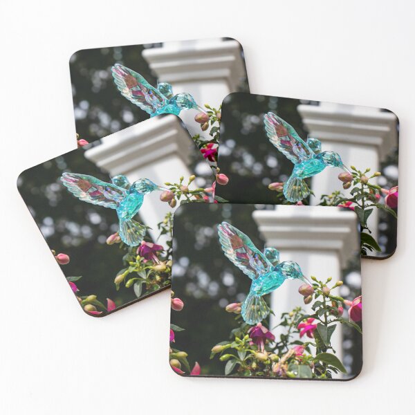 Item preview, Crystalline Hummingbird hovering over Fuchsia designed and sold by Gardenographer.