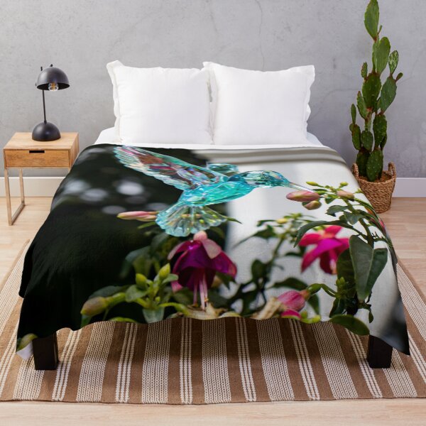 Item preview, Crystalline Hummingbird hovering over Fuchsia designed and sold by Gardenographer.