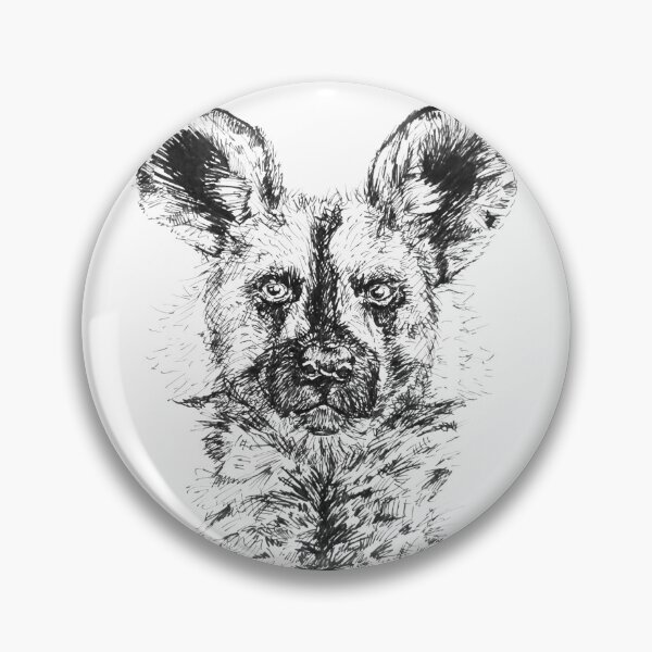 Item preview, African Wild Dog - Painted Dog Ink Illustration designed and sold by Magpie Prints.