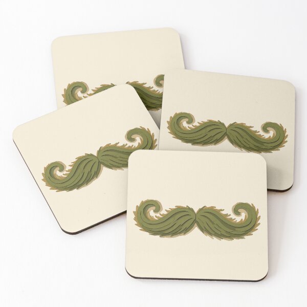 Item preview, Stylized Green Pine Needle Mustache Illustration designed and sold by ITCHAWAWAA.