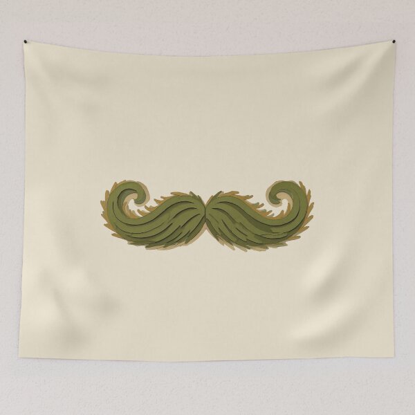 Item preview, Stylized Green Pine Needle Mustache Illustration designed and sold by ITCHAWAWAA.