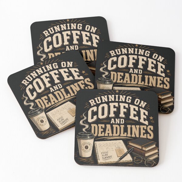 Item preview, Running On Coffee And Deadlines Funny College Student Design designed and sold by CreativeLook25.