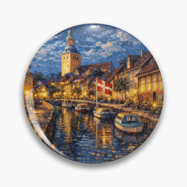 Item preview, Faaborg by night painting, Denmark – A Beautiful place in Europe. designed and sold by GalleryKauffeld.