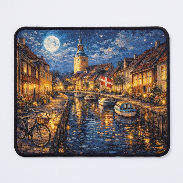 Item preview, Faaborg by night painting, Denmark – A Beautiful place in Europe. designed and sold by GalleryKauffeld.