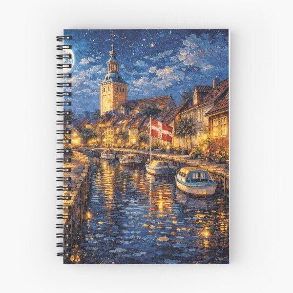 Item preview, Faaborg by night painting, Denmark – A Beautiful place in Europe. designed and sold by GalleryKauffeld.
