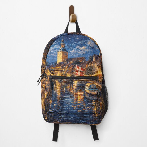 Item preview, Faaborg by night painting, Denmark – A Beautiful place in Europe. designed and sold by GalleryKauffeld.