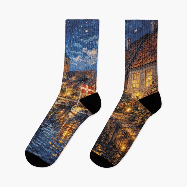Item preview, Faaborg by night painting, Denmark – A Beautiful place in Europe. designed and sold by GalleryKauffeld.