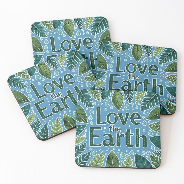 Item preview, Love for the Earth: Ecological Quote Surrounded by Green Tropical Leaves and Water Drops in Illustrative Style designed and sold by Karina Creative Studio.