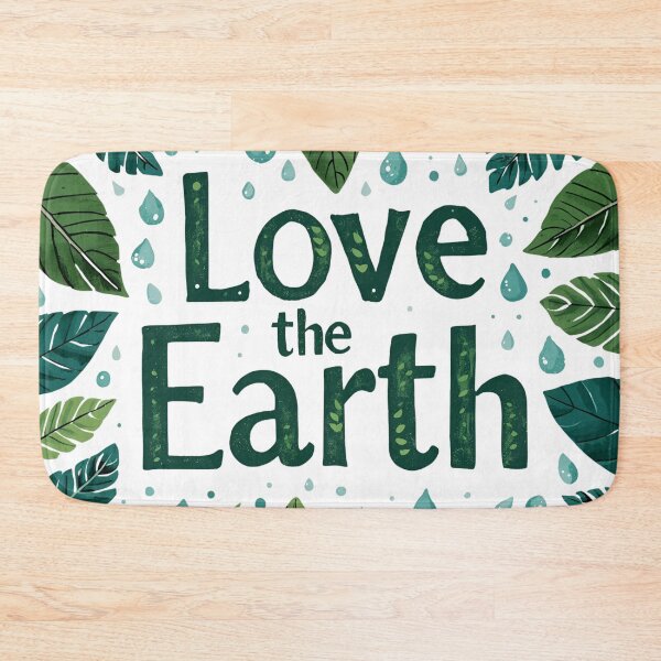 Item preview, Love for the Earth: Ecological Quote Surrounded by Green Tropical Leaves and Water Drops in Illustrative Style designed and sold by Karina Creative Studio.