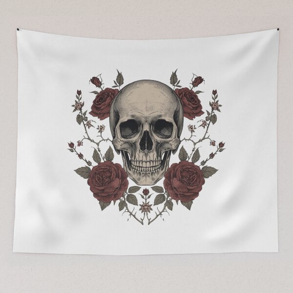 Item preview, Vintage Gothic Skull and Roses Illustration | Dark Floral Skeleton Art designed and sold by muhammadkhafidh.