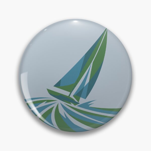Item preview, Geometric Sailboat Ocean Waves Modern Vector Sailing Art designed and sold by KiwiRider.