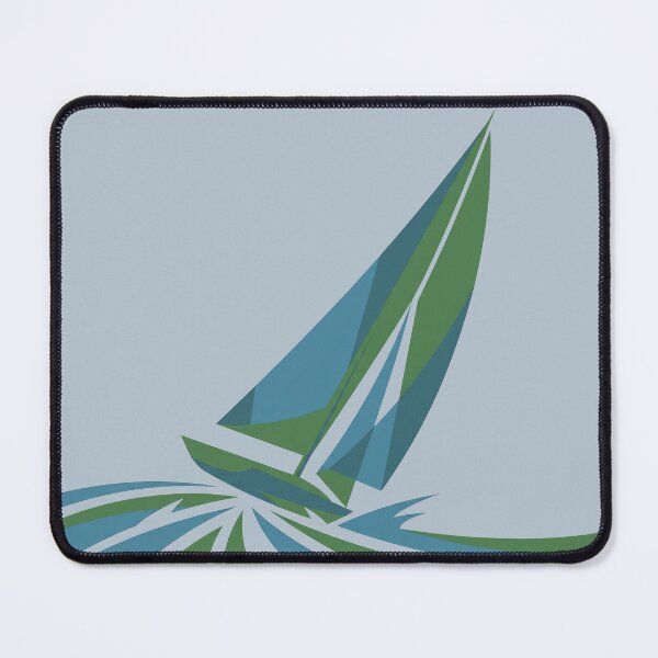 Item preview, Geometric Sailboat Ocean Waves Modern Vector Sailing Art designed and sold by KiwiRider.