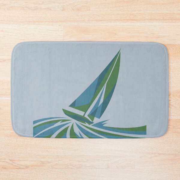 Item preview, Geometric Sailboat Ocean Waves Modern Vector Sailing Art designed and sold by KiwiRider.