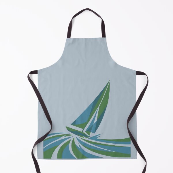 Item preview, Geometric Sailboat Ocean Waves Modern Vector Sailing Art designed and sold by KiwiRider.