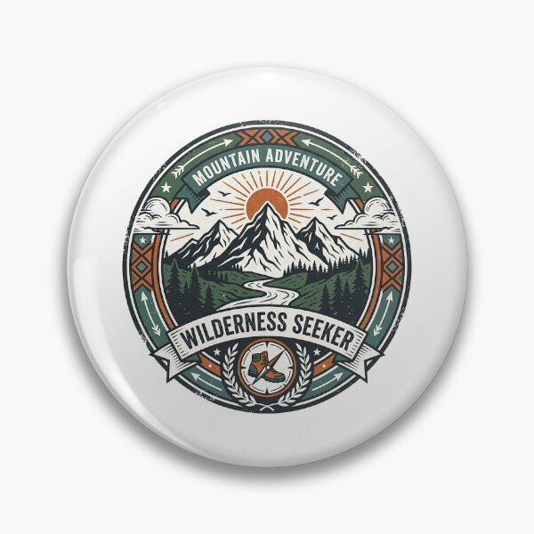 Item preview, Wilderness Seeker Mountain Adventure – Vintage Hiking Badge designed and sold by cannsuh.